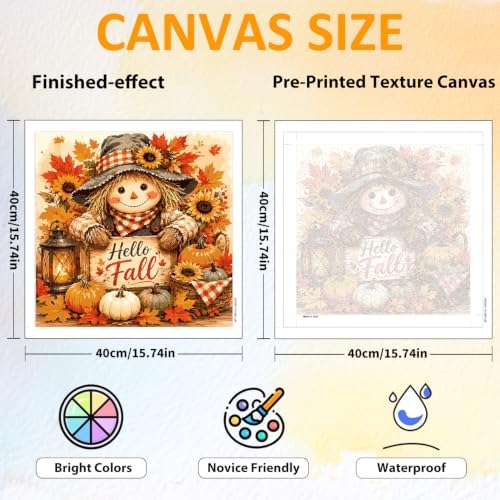 CRZMODE Harvest Paint by Numbers Kit for Adults, Fall Scarecrow, 16x20 inch