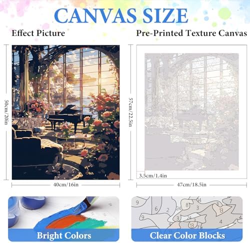 PRASIO Paint by Numbers Kit for Adults Beginner, Flower Landscape Adult Paint by Number Kits, DIY Acrylic Paint by Numbers Kit for Adults Canvas for Home Decor Gift 16x20 Inch