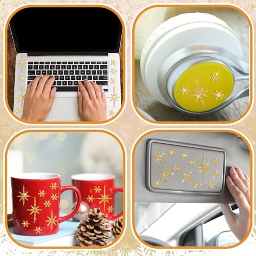 Epakh 84 Glitter Bling Rhinestone Sticker, Bethlehem Star, Gold