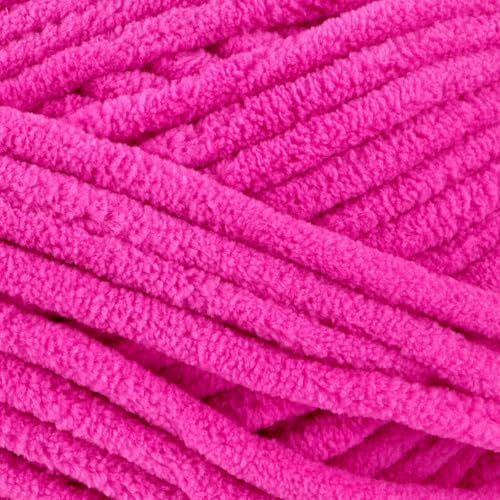 Loops & Threads Demi Purl Yarn – Super Bulky 100% Polyester, Soft Plush Chenille Yarn for Knitting & Crochet, Ideal for Blankets, Hats, Scarves & Crafts, Rose Violet