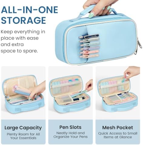 Taja Cute Pencil Case With School Supplies, 39 PCS, Stationery Set, Blue
