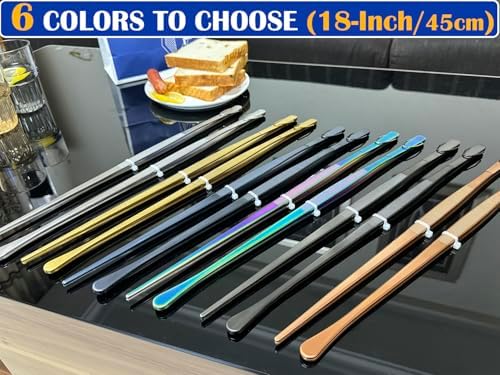 JETKONG 2 Pcs 18 Inch (45cm) Stainless Steel Grill Tongs Heavy Duty Giant Tweezer Tongs, Extra Large Tweezers Tools for Cooking, Grilling, BBQ and Turning Food (Rose Gold)