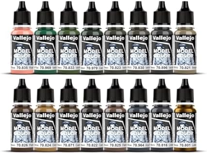 Vallejo - German Camouflage WWII Acrylic Paint Set | Model Color | High Pigmentation Colors | Realistic and Historical Finishes for Model Kits & Scale Figures | 16 Bottles x 18 ml. (0.60 fl.oz)