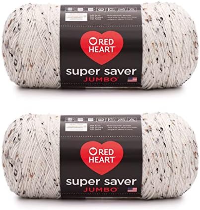 Red Heart Super Saver Jumbo Aran Fleck Yarn - 2 Pack of 10oz/283g - Acrylic - 4 Medium (Worsted) - 482 Yards - Knitting/Crochet