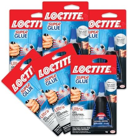 Loctite Super Glue Ultra Gel Control, Clear, 0.14 fl oz Bottle, 6 Pack - Superglue for Plastic, Wood, Metal, Crafts & Repair, Cyanoacrylate Adhesive Instant Glue, Quick Dry
