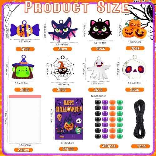 YGEINIT 24 Set Halloween Crafts Bead Necklace Making Kit