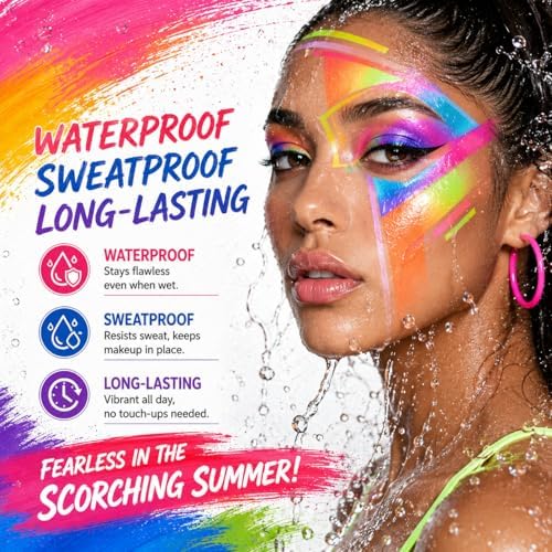 Face Painting Kit, Oil Based Body Paint Waterproof Sweatproof Non-Toxic Facepaint Palette with Brush, Stencil, Sponge, Gem, for Party Halloween 4th of July World Cup (40 Colors Kit for Boys)
