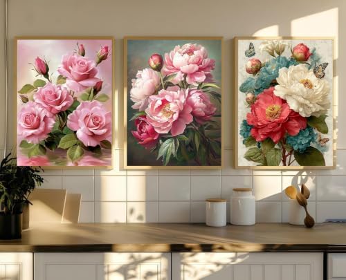 WNPOKN 3 Pack Flowers Diamond Art Kits for Adults 12x16inch