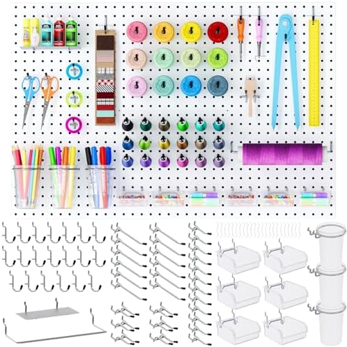 INCLY 90PCS Metal Peg Board Kit with 1/4" Pegboard Accessories