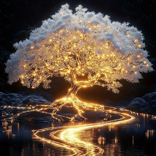 Acelii Tree Diamond Painting Kits for Adults Beginners, 5D Gem Painting | Diamond Art Painting for Adults, Gem Art Kits for Adults, Paint by Diamonds DIY Wall Decor Gift13.78X13.78Inch
