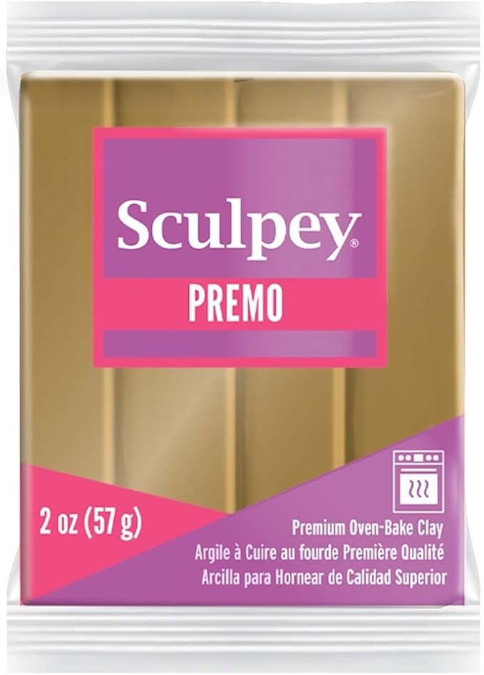 Sculpey Premo™ Polymer Oven-Bake Clay, Antique Gold, Non Toxic, 2 oz. bar, Great for Jewelry Making, Holiday, DIY, Mixed Media and Home décor Projects. Premium Clay Perfect for clayers and Artists.