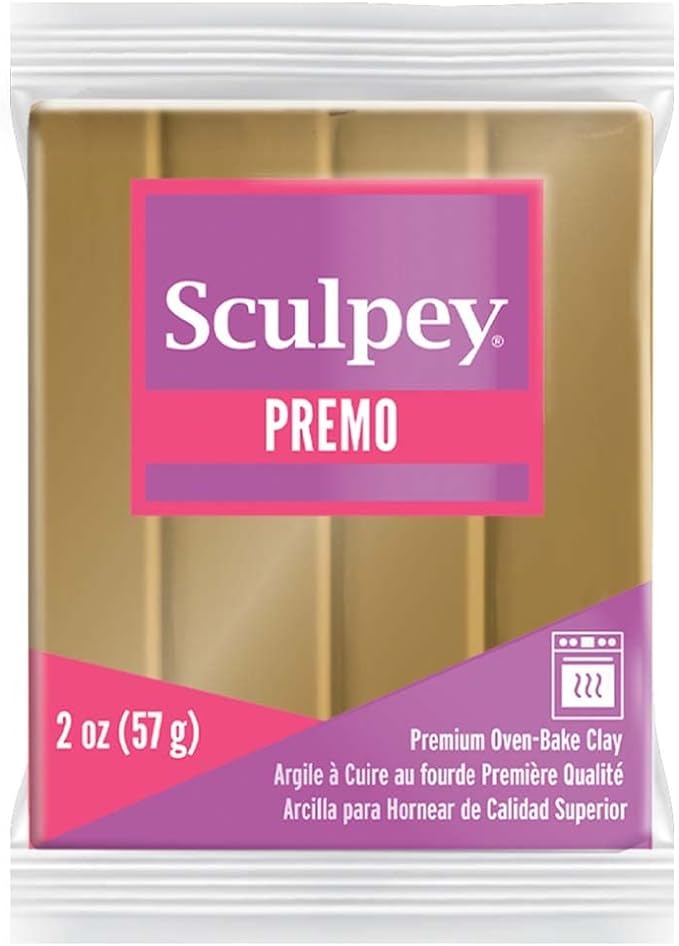 Sculpey Premo™ Polymer Oven-Bake Clay, Antique Gold, Non Toxic, 2 oz. bar, Great for Jewelry Making, Holiday, DIY, Mixed Media and Home décor Projects. Premium Clay Perfect for clayers and Artists.