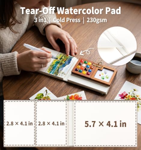 Mini Watercolor Paint Set, All-in-One 12-Color Travel Watercolor Set