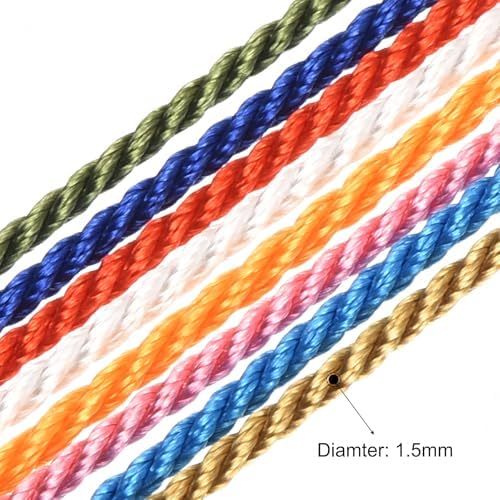 MECCANIXITY Twisted Cord Trim, 5 Yard 1.5mm 3-Ply Twine Braided Rope Shiny Thread String for Craft Gift Bag Curtain Christmas Decor, Deep Gold - 5m