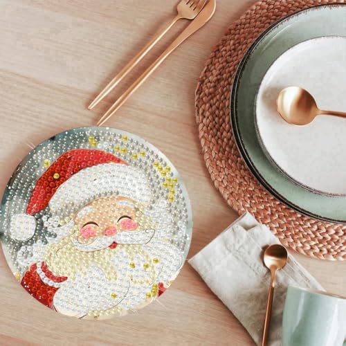 ijbnhd 8 Pcs Christmas Diamond Art Coasters 4x4 in with Holder