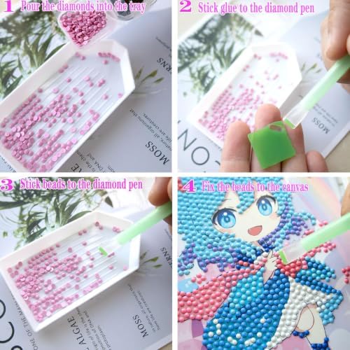 52PCS 5D Diamond Art Painting Tools and Accessories Kits,with 12 Plastic Diamond Art Painting Trays,30pcs Glue Clay,10 Diamond Art Painting pens,Diamond Art Painting DIY Accessories Green and White