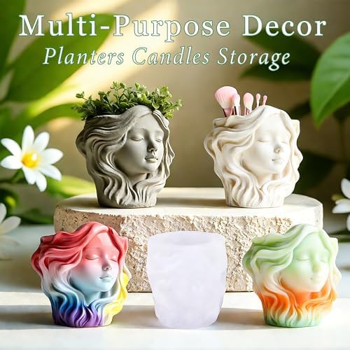 3D Face Resin Casting Molds, Head Planter Silicone Molds for Epoxy