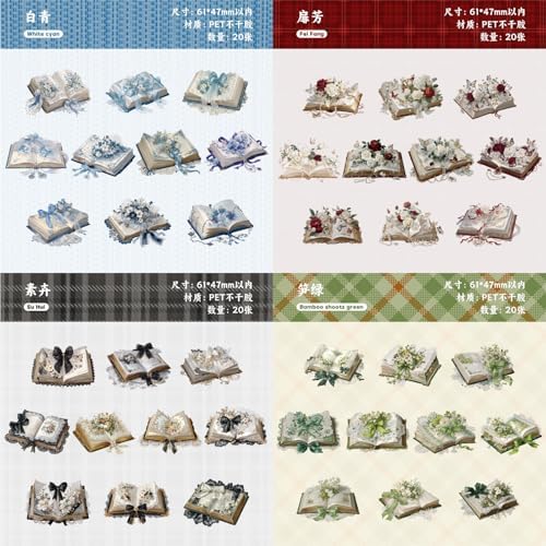 120 Pcs Vintage Floral Book Stickers for Scrapbooking
