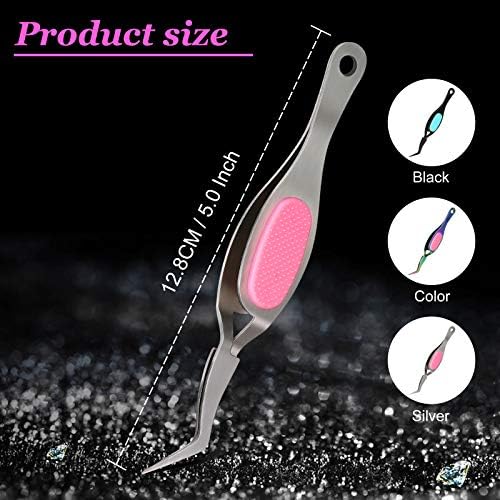 Mudder 3 Pcs Reverse Tweezers for Crafts Self Locking Curved,Curved Tip