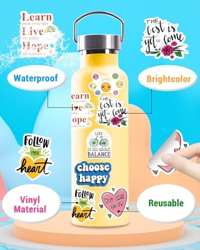 300 PCS Inspirational Stickers for Adults, Scrapbook Vision Board Supplies | Motivational Stickers for Water Bottles Laptop, Positive Mental Health Quote Vinyl Stickers for Teens Kids Teachers Students