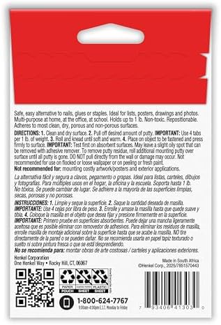Loctite Eco Fun-Tak Mounting Putty, White, 6 oz Wallet Pack of 12 - Nontoxic, Reusable, Repositionable Adhesive for Posters & Décor, 240 Tabs, Multi-Surface
