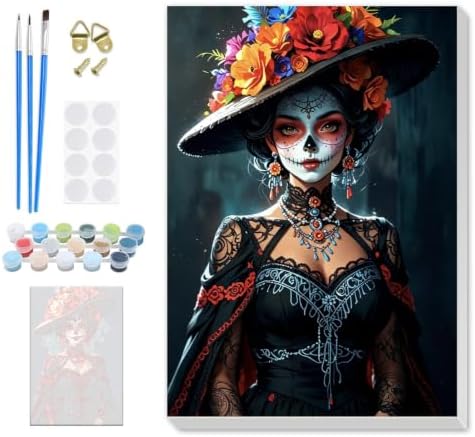 SENQAO Gothic Paint by Numbers Kit for Adults Beginner, Halloween Adult Paint by Number Kits on Canvas, DIY Acrylic Oil Easy Painting by Numbers for Home Wall Decor 8X12 inch (Gothic Lady)