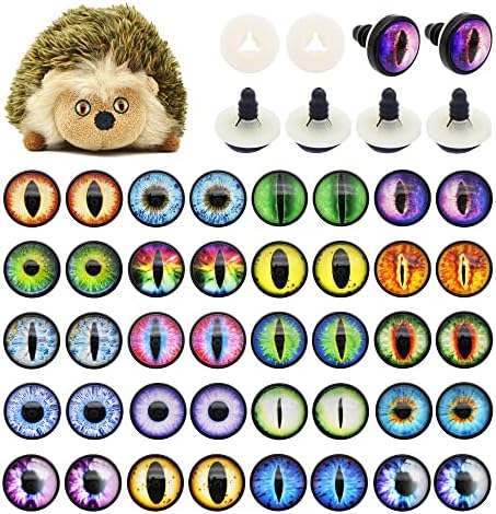 Julie Wang 40PCS 24MM Dragon Safety Eye Animal Crafts Making for Adult Artist Model Enthusiast Amigurumi Crochet Project DIY Supplies with Washer 0.94inches