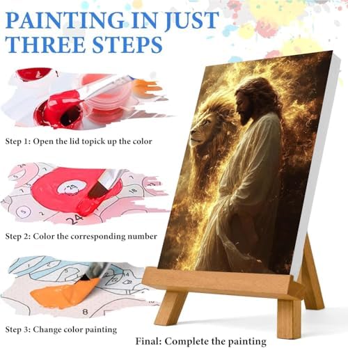 Jesus Paint by Numbers Kit for Adults Framed Canvas 12X16 in, Frameworkless