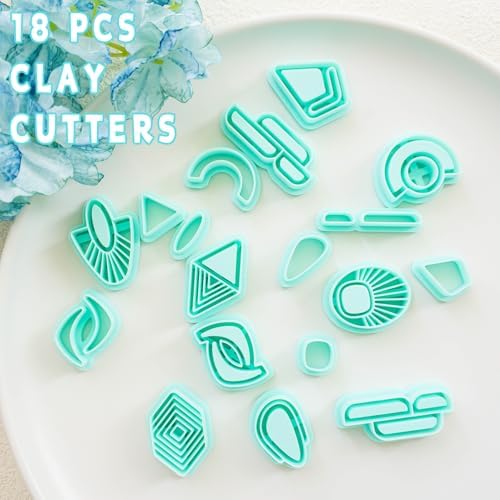 Tainsky 19 Shapes Embedded Polymer Clay Cutters - Gem Clay Jewelry Making Tools, Earring Cutters (B)