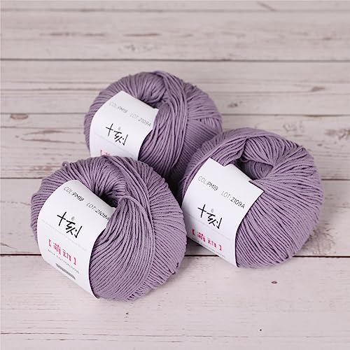 Fine Weight Knitted and Crocheted Cotton Yarn, 100% Long Staple Cotton Yarn, Baby Sports, 2 Packages of 100g/3.52oz (Per Skein 50g/162yards)-Twilight Purple