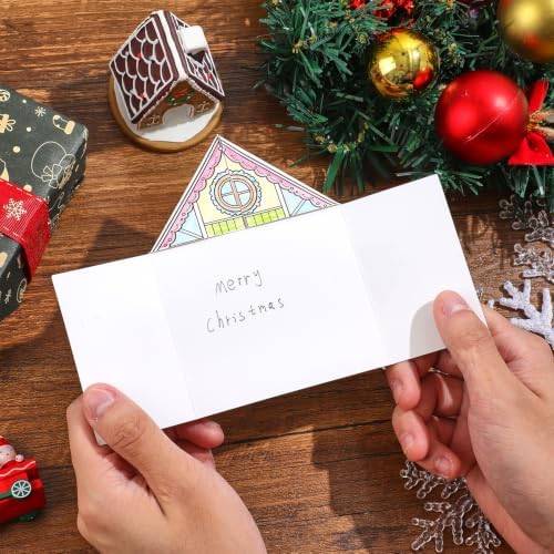 VYRANA Christmas DIY Coloring Greeting Cards, 20Pcs Holiday Blank Art Paper Cards for Kids Adults, Festive Xmas Party Craft Supplies, Gift Ideas for Mom, Friends, Thank You & Greeting Card Collection