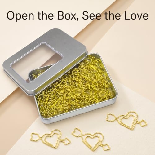 Gold Heart Arrow Paper Clips 100 Pcs, Wedding Invitation Clips