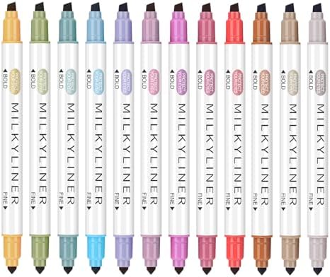 HANKU 12 Pack Highlighters Assorted Colors, Dual Tip No Bleed Bible Markers