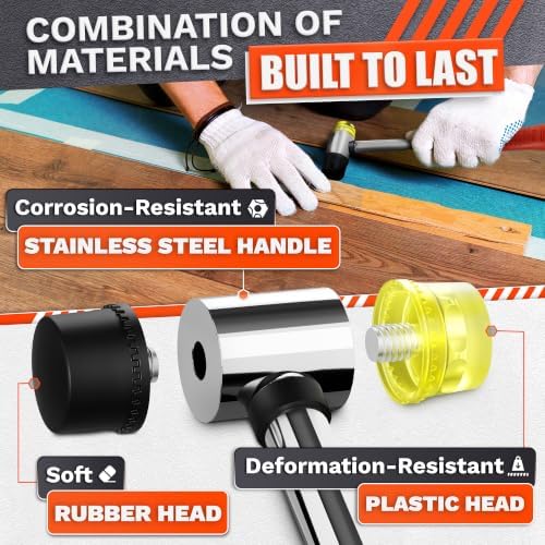 Small Red Rubber Mallet Hammer 1", 25mm Double Faced Non Marring Head