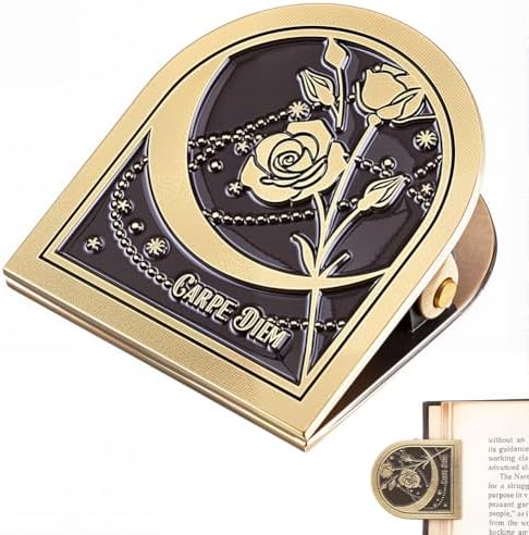 CRASPIRE Travelers Notebook Clips Metal Book Clip Vintage Antique Bronze Rose Themed Flower Decorative Binder Page Holder for TN Travelers Art Journaling Reading Decoration Accessories