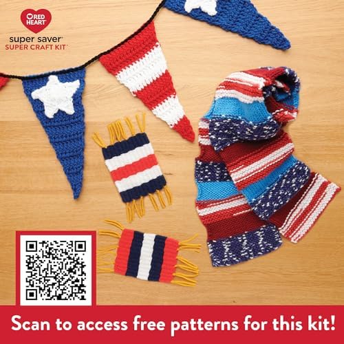 Red Heart Super Craft Kit America, Yarn for Crocheting and Knitting