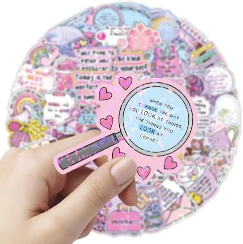 200 Pcs Inspirational Holographic Stickers, Positive Affirmation Vinyl Decals for Water Bottles Laptops, Aesthetic Boho Motivational Stickers for Adults, Journal Scrapbook Vision Board Supplies