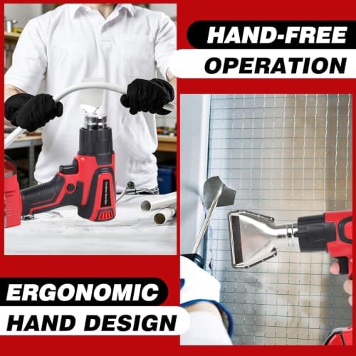 Cordless Heat Gun Compatible with Milwaukee m18 Battery 350W Fast Heating 120℉–1112℉ Variable Temperature LCD Display Portable Hot Air Gun 4 Nozzles for Crafts, DIY (Tool Only, Not Made by Milwaukee)