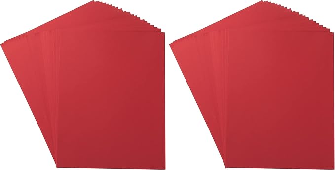 20 Sheets Blank Red Thick Paper Cardstock, 8.5 x 11 inches (Pack of 2)