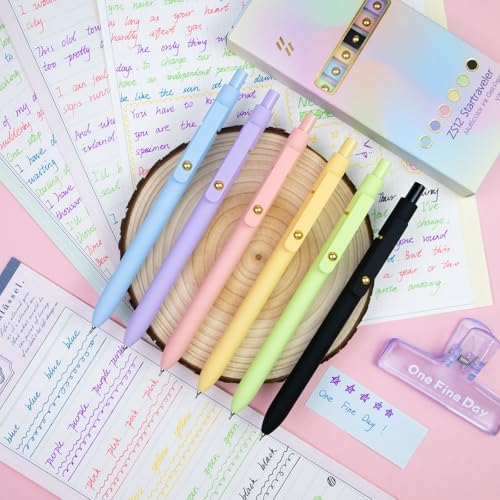 YOXMJDB 6 Pcs Color Pens for Journaling 0.5mm Fine Point Colored Gel Ink Pen, Smooth Writing Colorful Pens for Note Taking, Gift Set for Women & Men (6 Pcs Vibrant Gold)