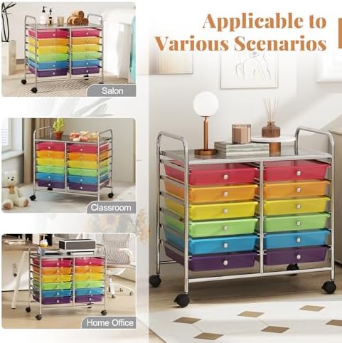 COSTWAY 12-Drawer Rolling Storage Cart, Utility Storage Organizer Cart