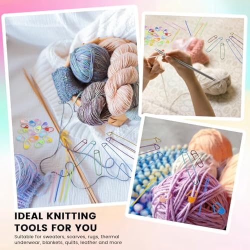 12Pcs Knitting Stitch Holder Set, 6Size Aluminum Needle Crochet Yarn Stitch
