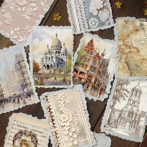 300 Pcs Vintage Washi Stickers Book | Ephemera Pack, 6 Theme Sets for Journaling, Scrapbooking, Bullet Journals - Reusable & Repositionable