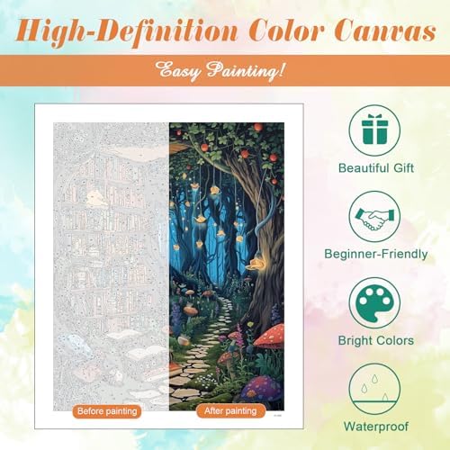 Kalonyth Book Tree Paint by Numbers Kit for Adults, 16x20 inch, No Framed