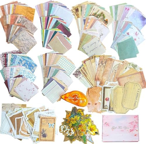 BLEDS 501PCS Vintage Junk Journal Kit, Aesthetic Scrapbook Supplies