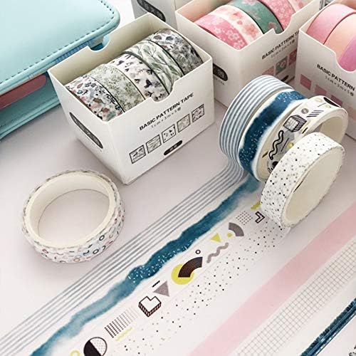 5 Rolls Washi Tape Set Creative Basic Skinny Decorative Tapes for Arts, DIY Crafts, Journals, Planners, Scrapbooking, Wrapping (Pine Mist)