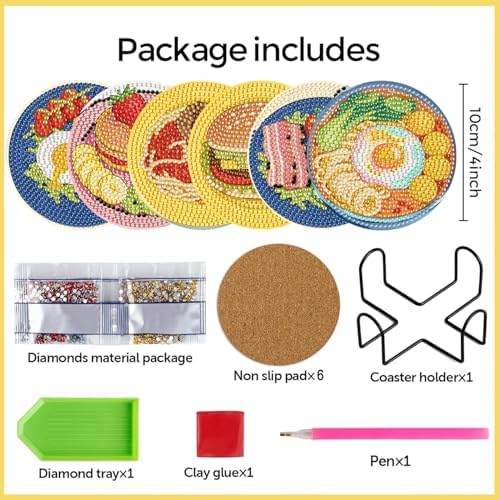Leatrice 6 PCS Small Diamond Art Coasters Diamond Painting Kits for Adults