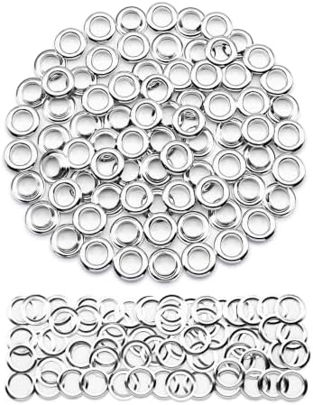 SEMINI 200 Sets 8mm Silver Grommet Eyelet Kit for Fabric Leather Crafts