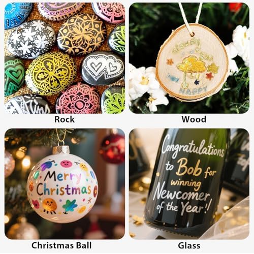 JR.WHITE Metallic Paint Markers, 20 Colors Paint Pen Craft Markers for Art, Rock Painting, Photo Albums, Scrapbooking, Black Paper, Mug, Wood, Easter Eggs, Drawing & Adult Art Supplies