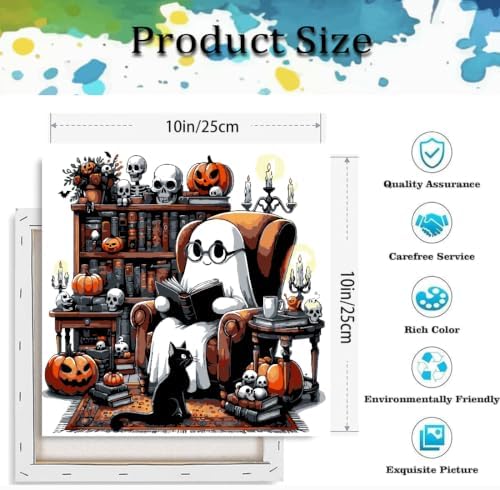 Ghost Paint by Numbers Kit for Adults Beginner with Framed 10x10 Inch